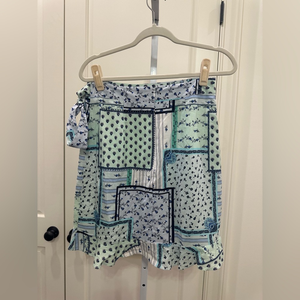 Loft Patchwork Ruffle Wrap Skirt - image 8